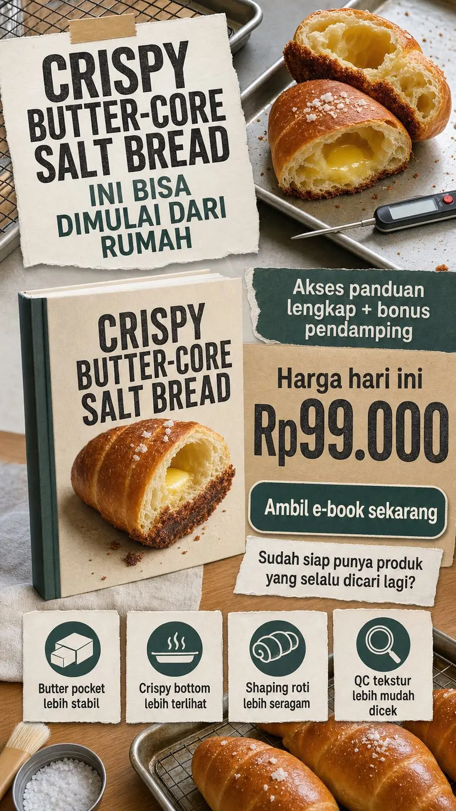 Crispy Butter-Core Salt Bread section 8